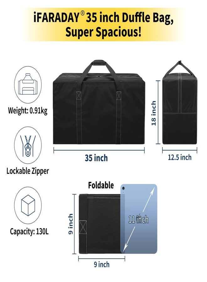 iFARADAY 130L Extra Large Duffle Bag - 35 inch Heavy Duty & Water Resistant Duffel Bag Durable Luggage Storage Bag for Camping, Travel, Sports (Black) - Image 4